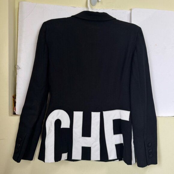Moschino Cheap Chic Vintage 90s Appliqués CHEAP 3 Button Fitted Blazer Jacket 10 - Picture 6 of 15
